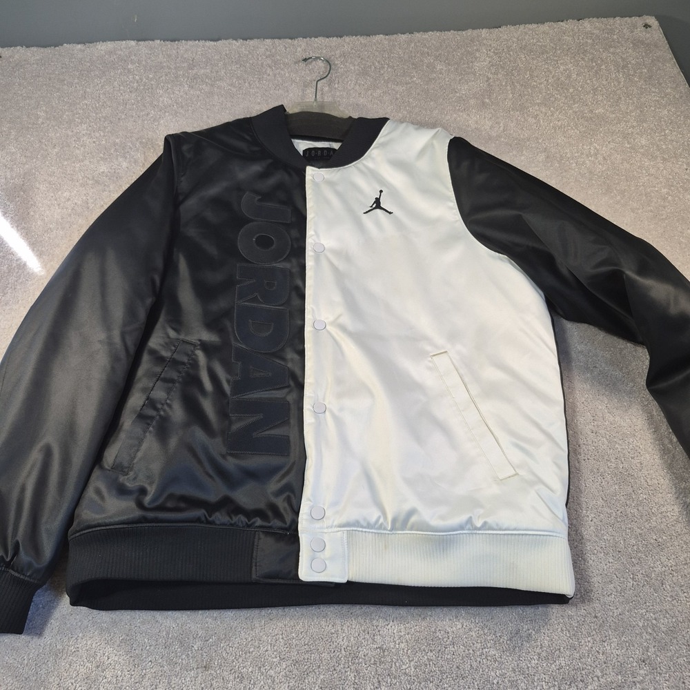 Nike Air Jordan 11 Retro Concord Satin Varsity Snap Large Legacy Bomber Jacket